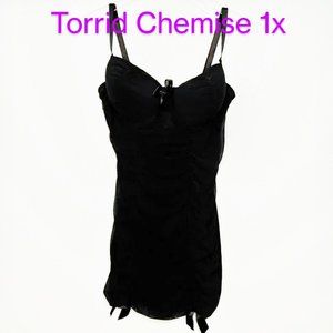 Torrid Black Ruched Mesh Chemise size 1